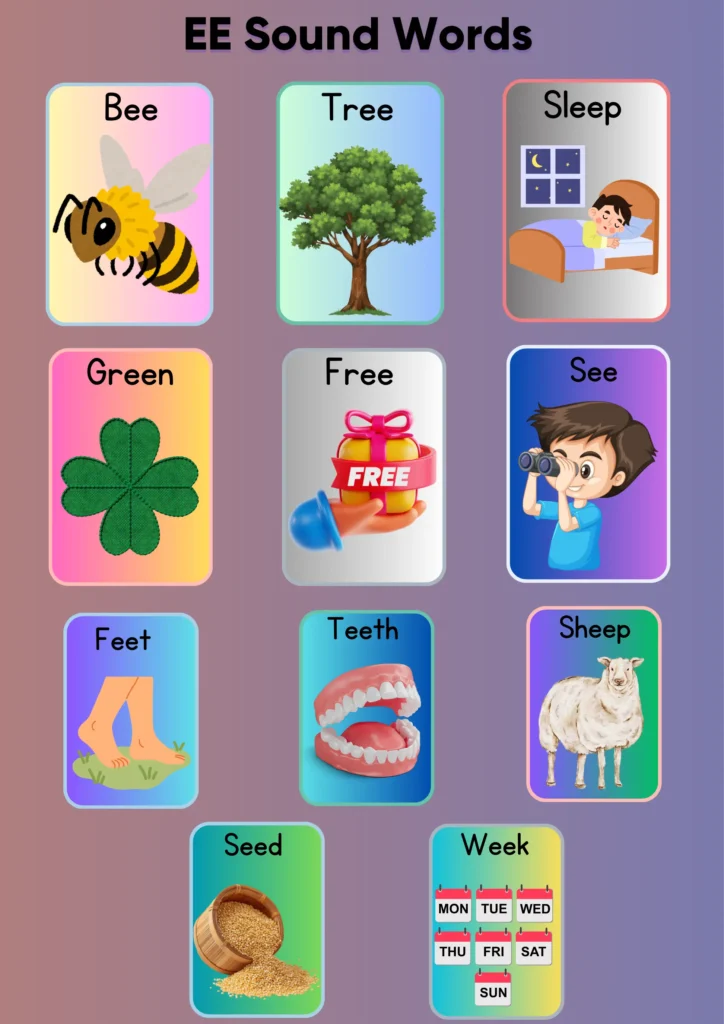 EE Words for Kids (With Printable Worksheets) ee sound words