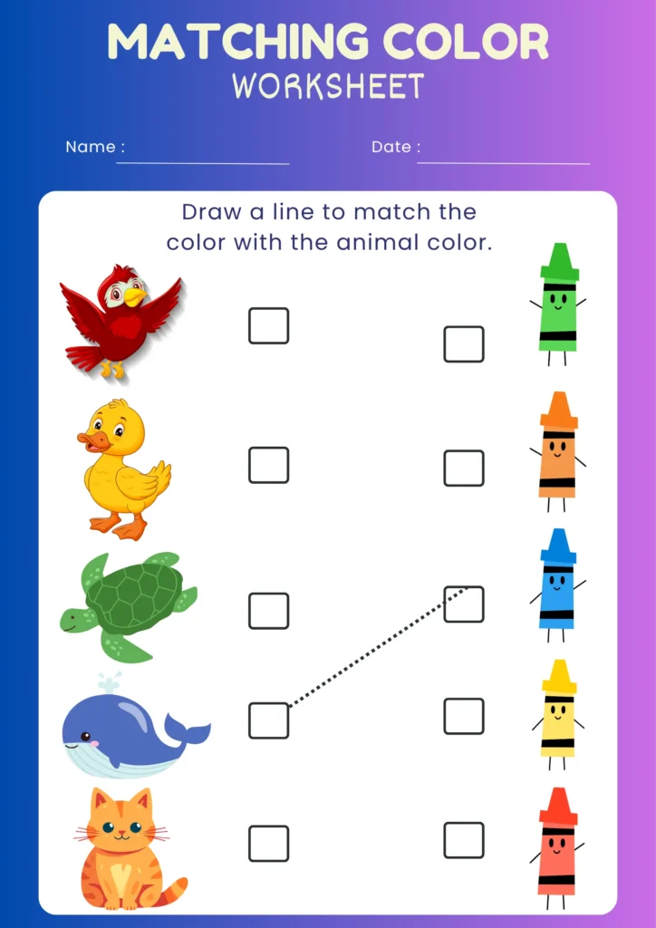matching color worksheet