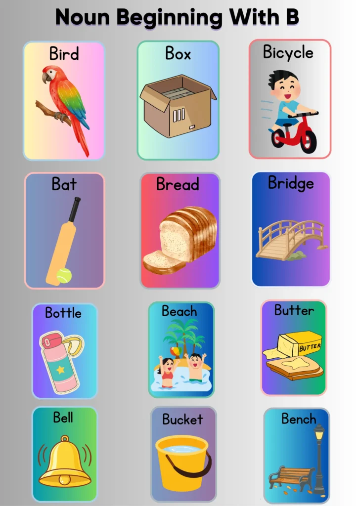 The Words that Start with Sound “B” for Kids noun beginning with b