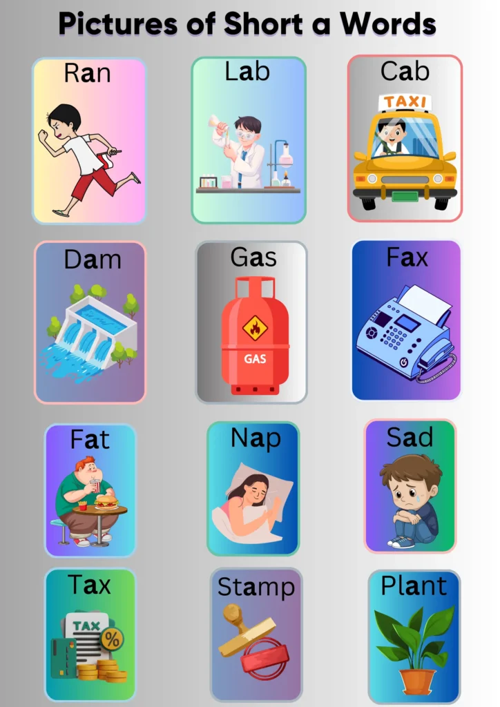 Short a words | Long a sound | List & Worksheets (Free) pictures of short a words