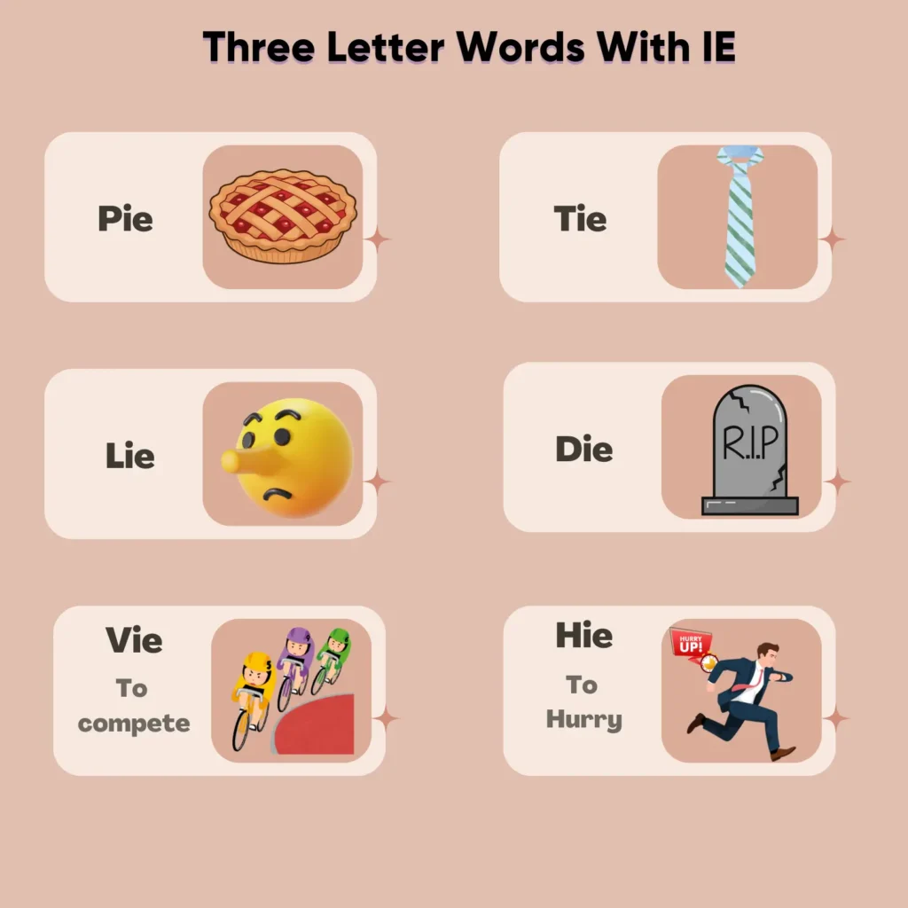three letter words with ie