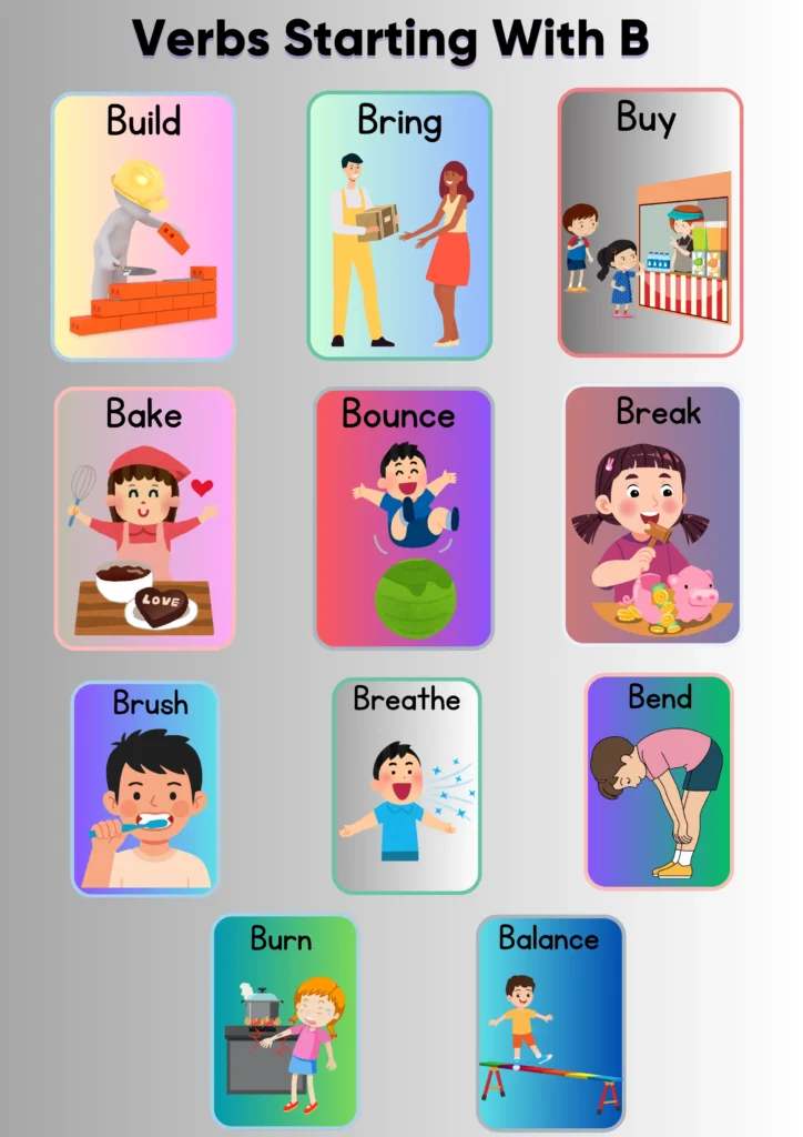 The Words that Start with Sound “B” for Kids verbs starting with b