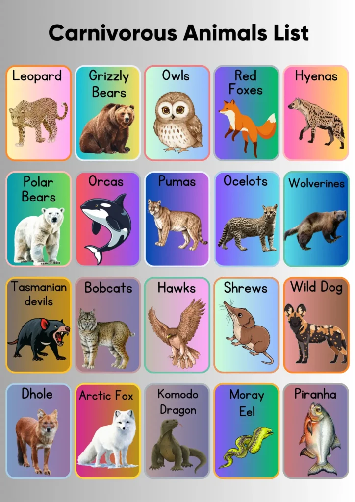 carnivorous animals list 