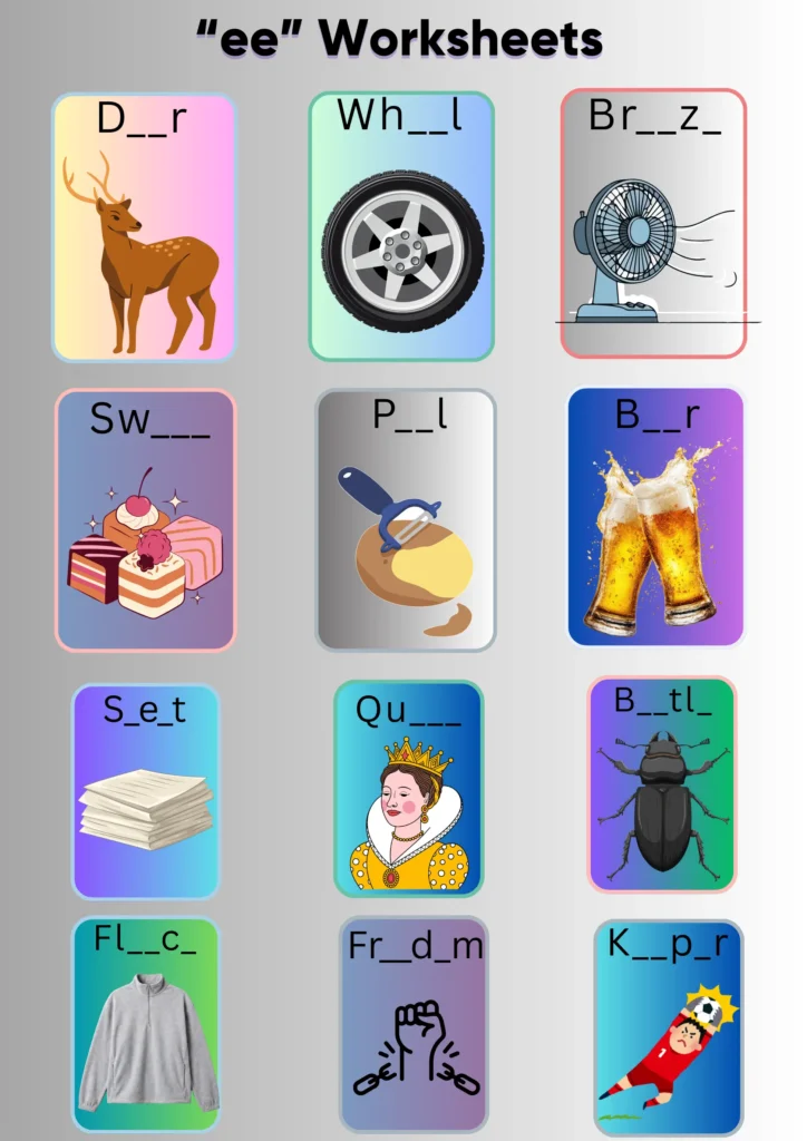 EE Words for Kids (With Printable Worksheets) “ee” worksheets
