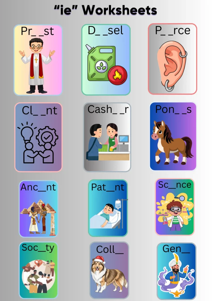 “ie” worksheets pdf