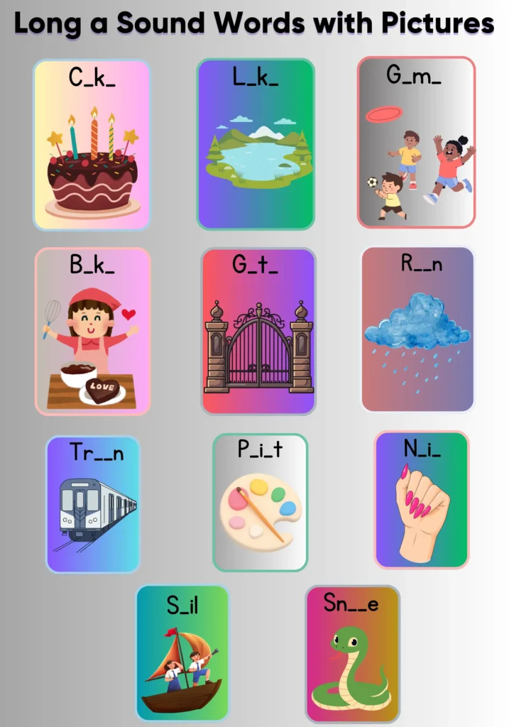 Short a words | Long a sound | List & Worksheets (Free) long a sound words with pictures