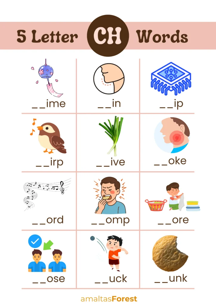 5 letter ch words worksheets