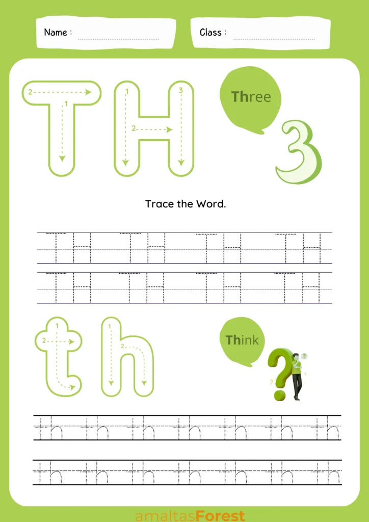 th Words for Kids with Printable Worksheets trace th words