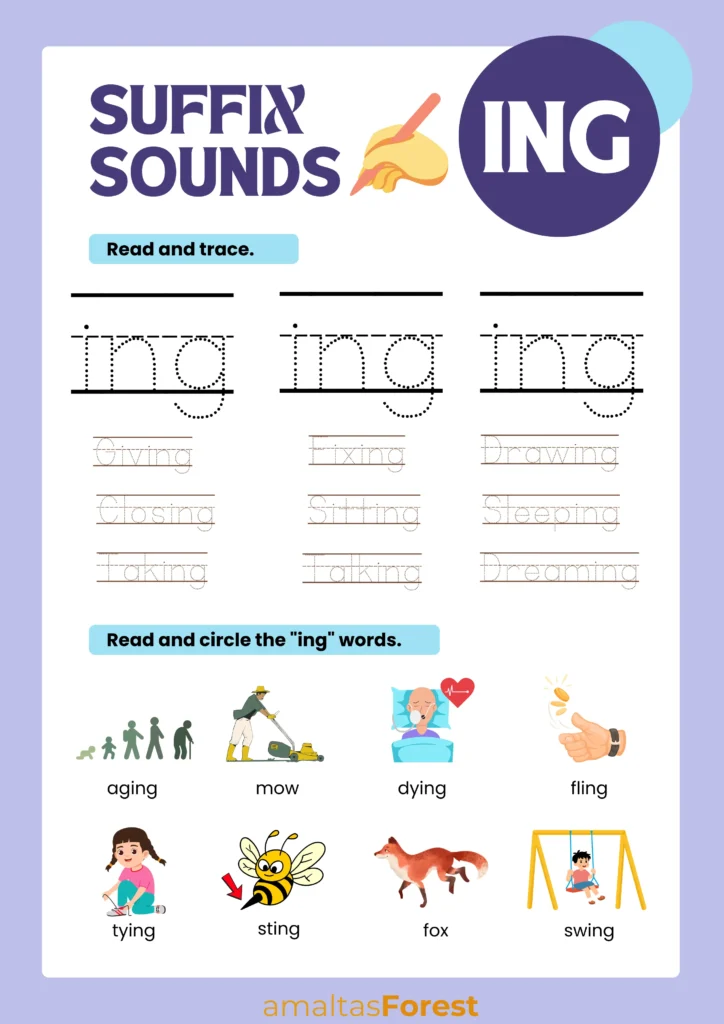 Words that have ing at the end | Suffix Worksheets adding ing to words worksheets
