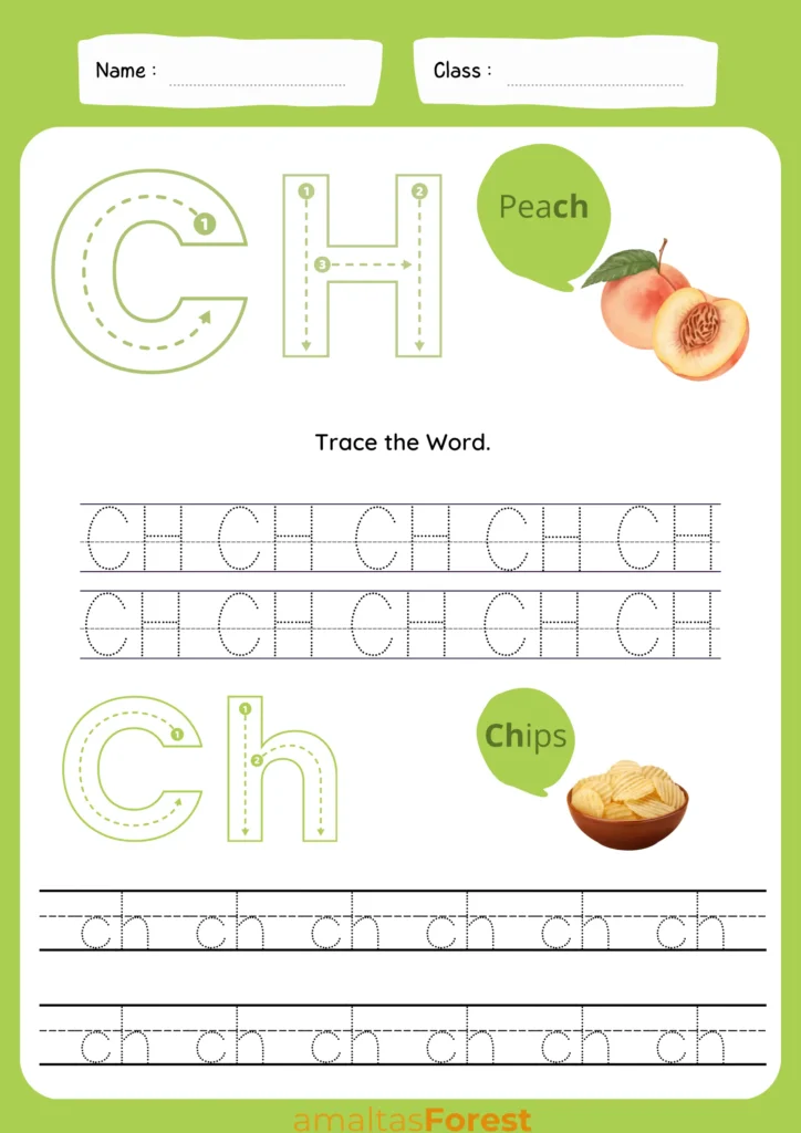 ch words tracing worksheet