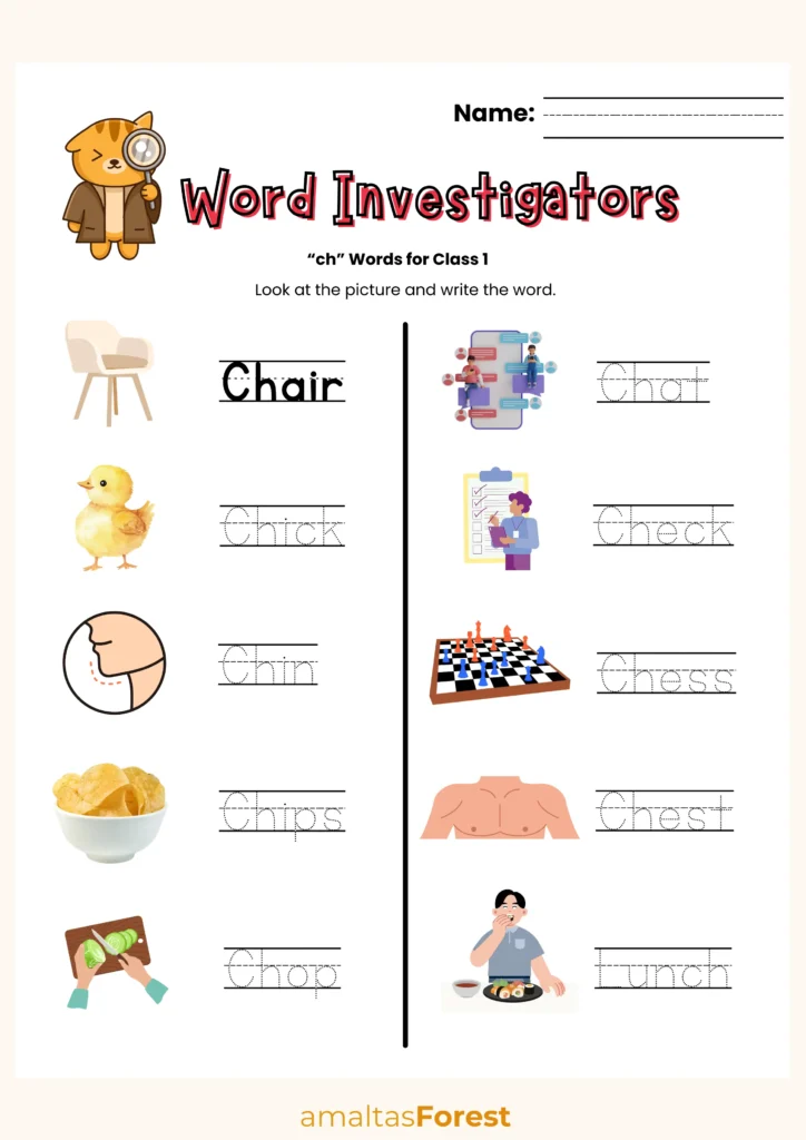ch worksheets for first grade