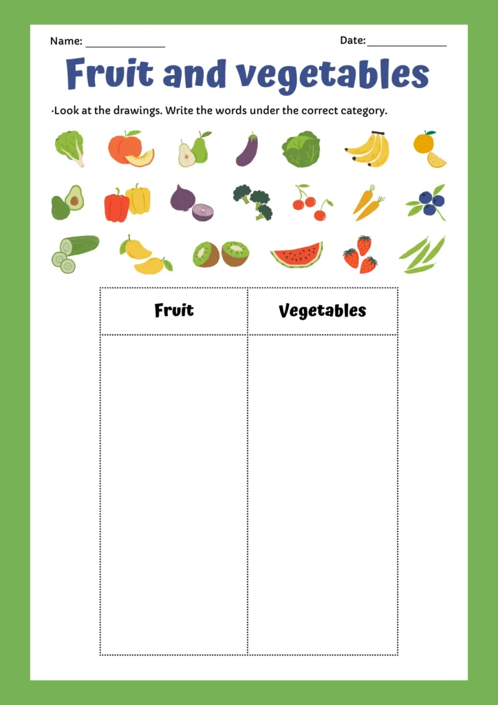 100 Vegetables Name in English & Hindi fruits and vegetables in french worksheets