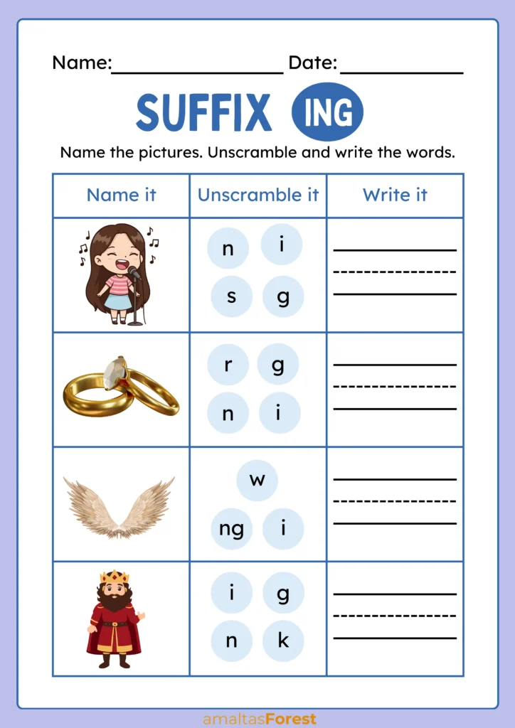Words that have ing at the end | Suffix Worksheets ing words worksheet