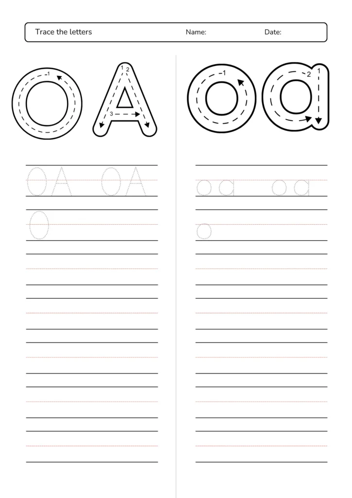 oa words for tracing & practice