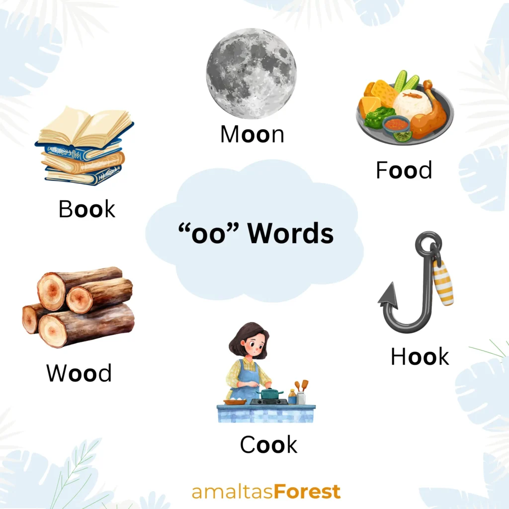 oo words list for kids | Worksheets and Pictures oo sound words with pictures
