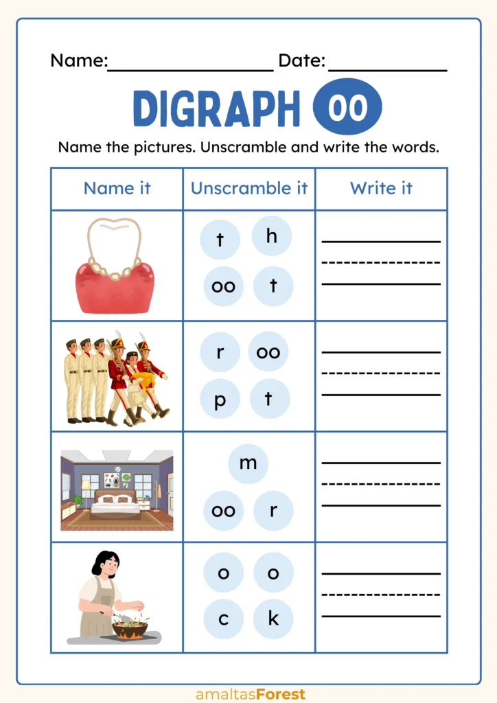 oo words list for kids | Worksheets and Pictures oo words with pictures