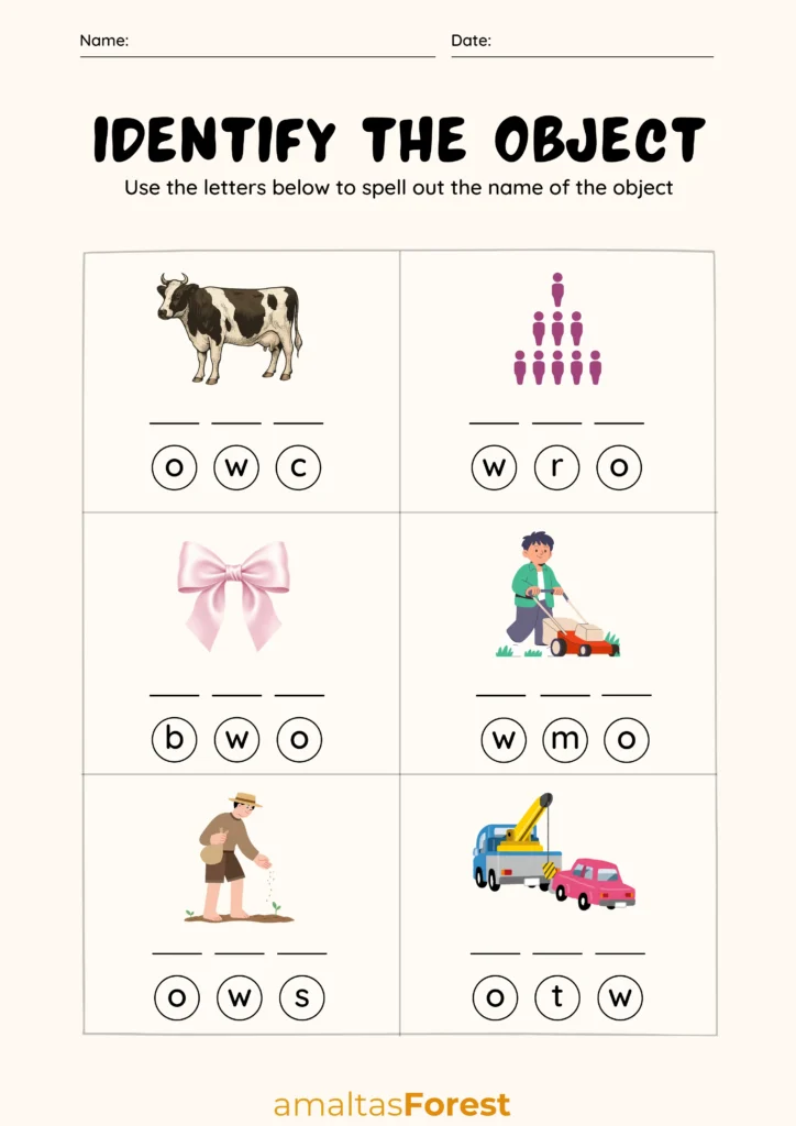 ow words 3 letters pictures