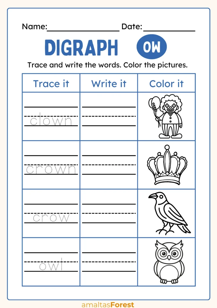 ow words worksheet