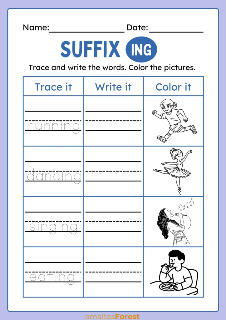 Words that have ing at the end | Suffix Worksheets suffix ing worksheet