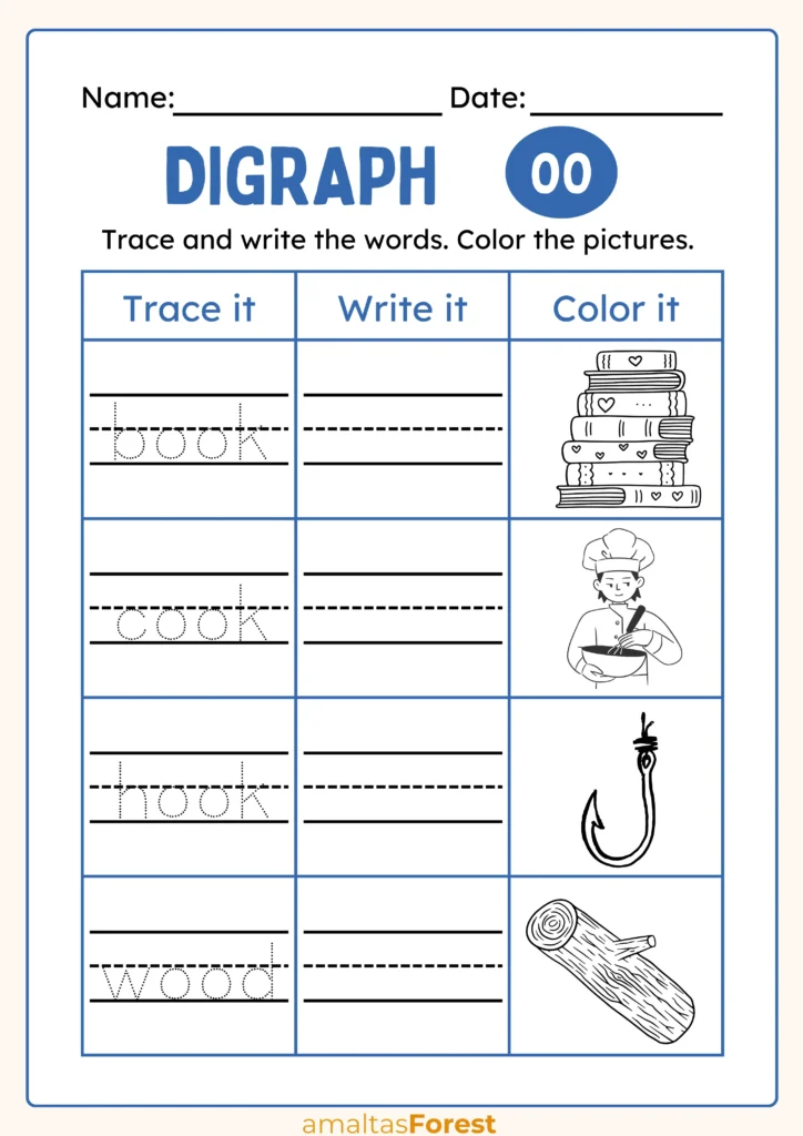 oo words list for kids | Worksheets and Pictures words with short oo sound worksheets