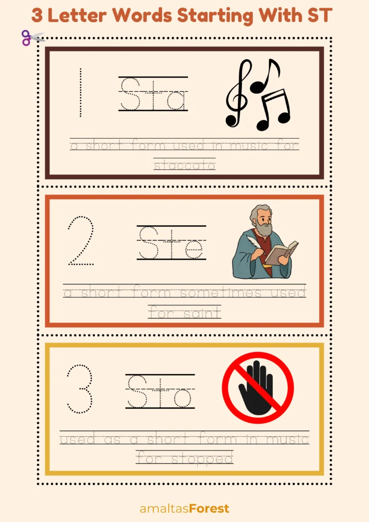 3 letter words starting with st