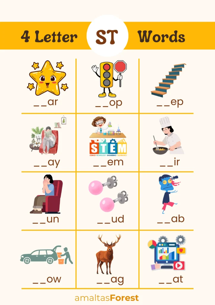 4 letter words starting with st