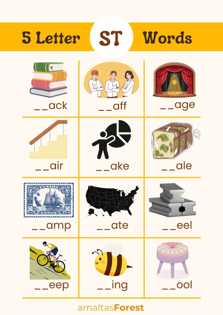 5 letter words starting with st