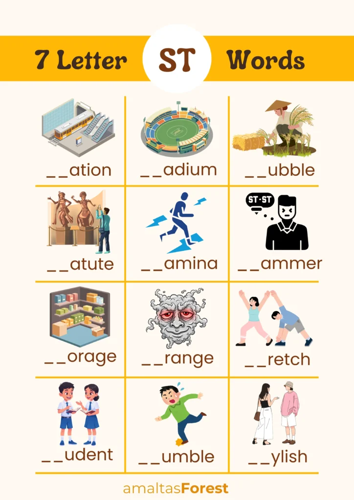 7 letter words starting with st
