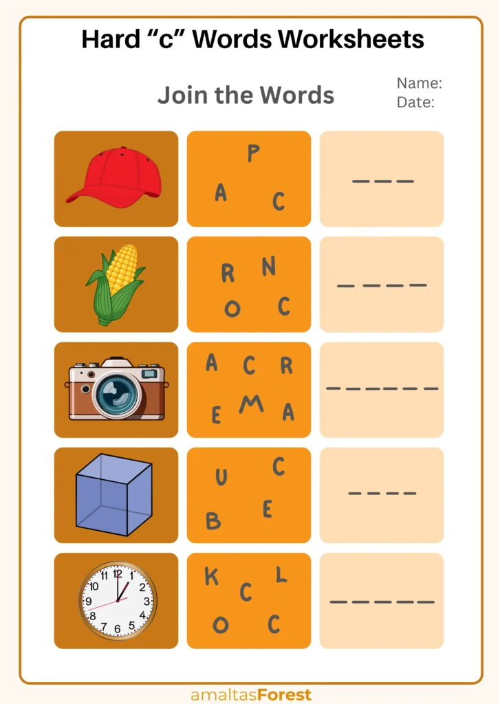 hard c words worksheets