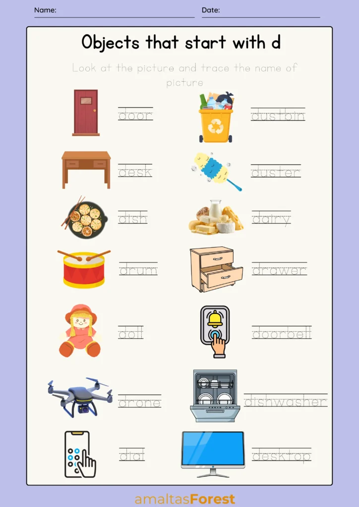 objects that start with d