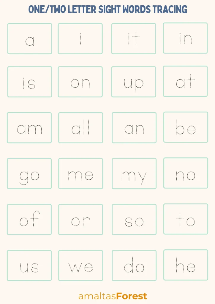 onetwo letter sight words