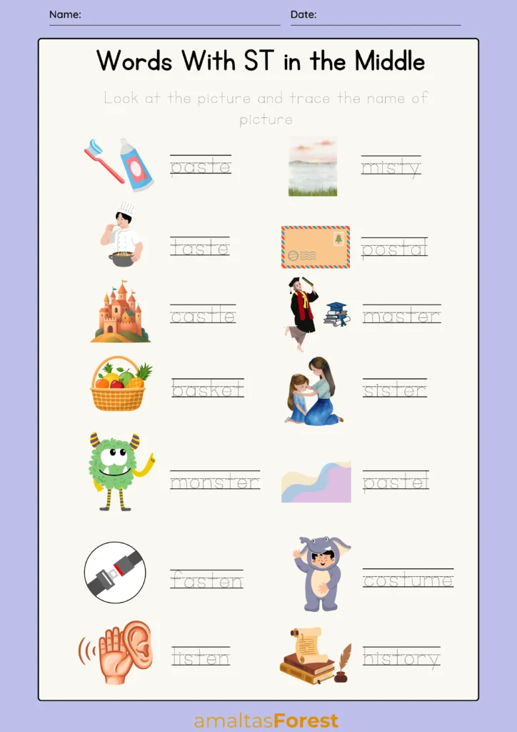 words with st in the middle