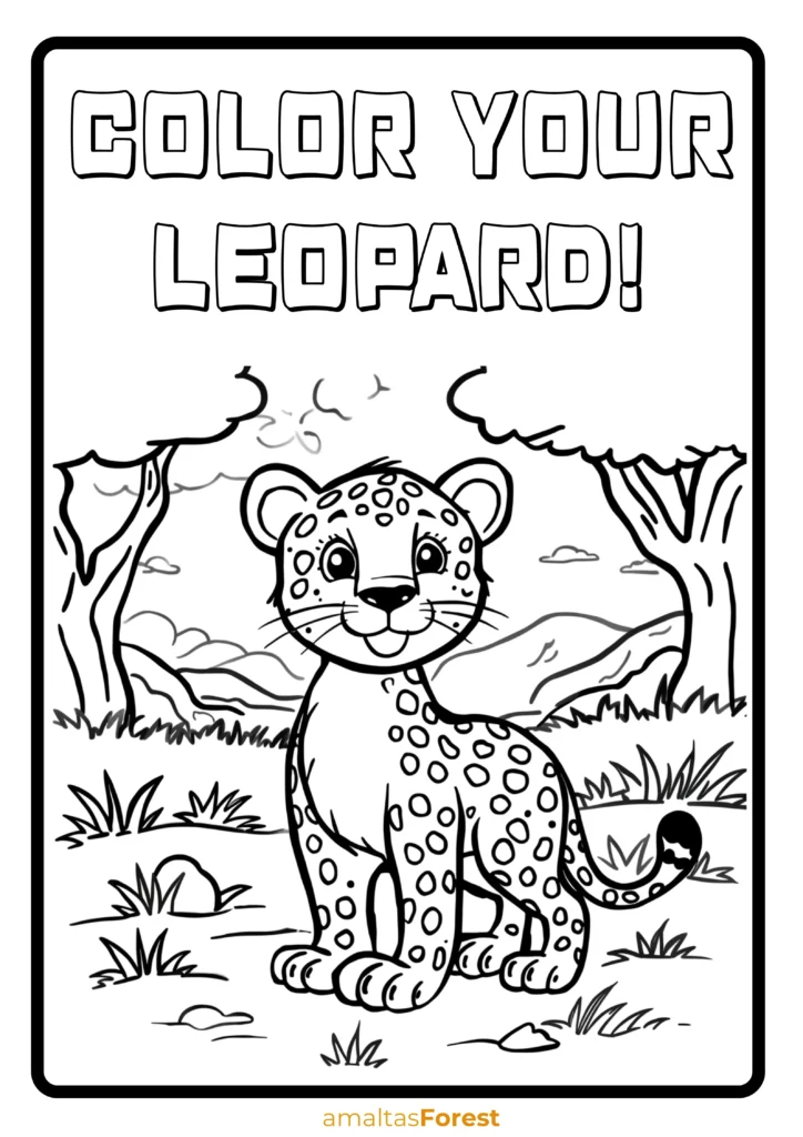 carnivore animals leopard colouring worksheet