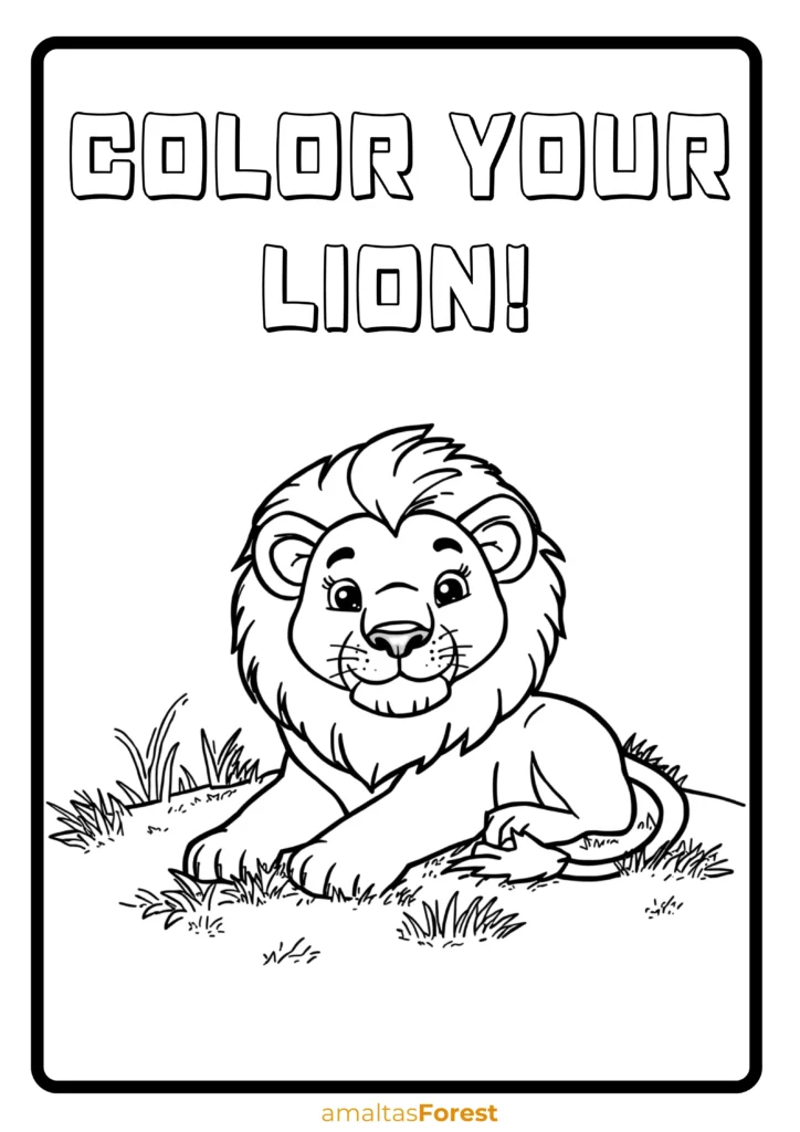 carnivore animals lion colouring worksheet