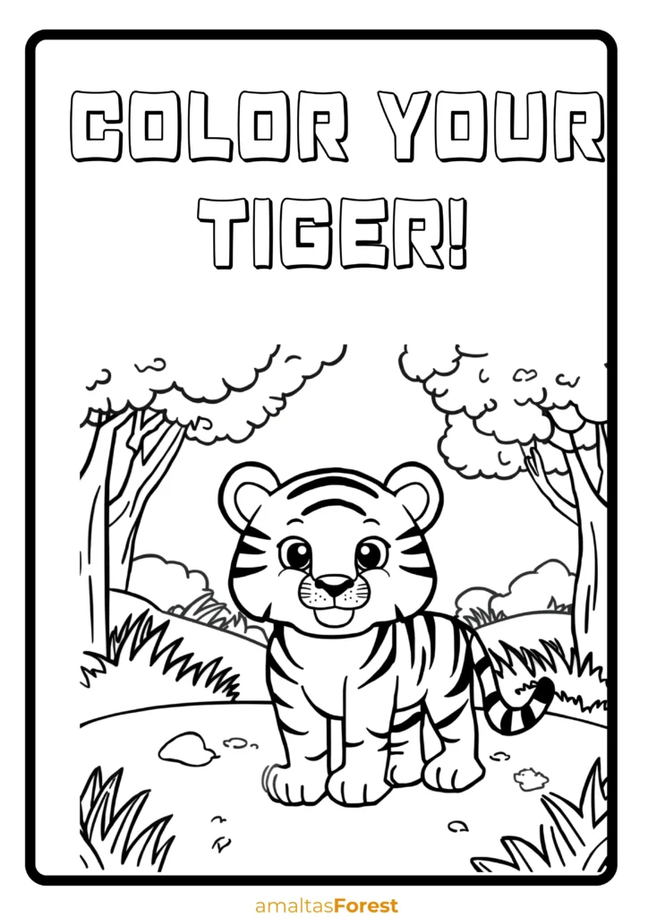 carnivore animals tiger colouring worksheet