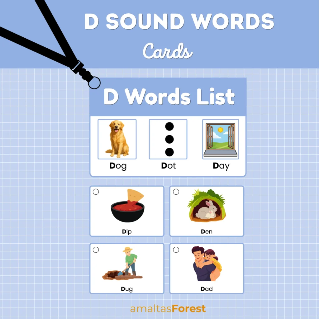 d sound words with pictures