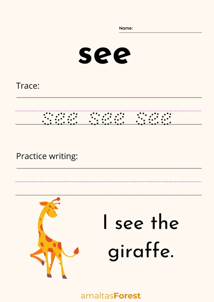 kindergarten sight words printables