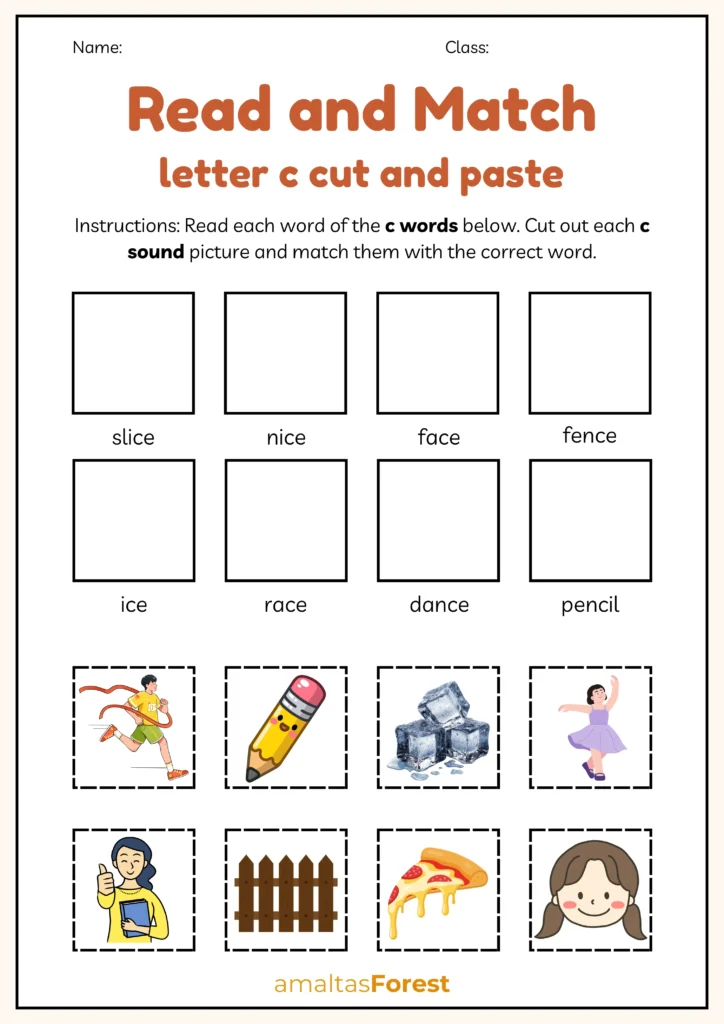 letter c cut and paste