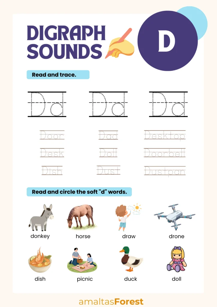 letter d phonics worksheets