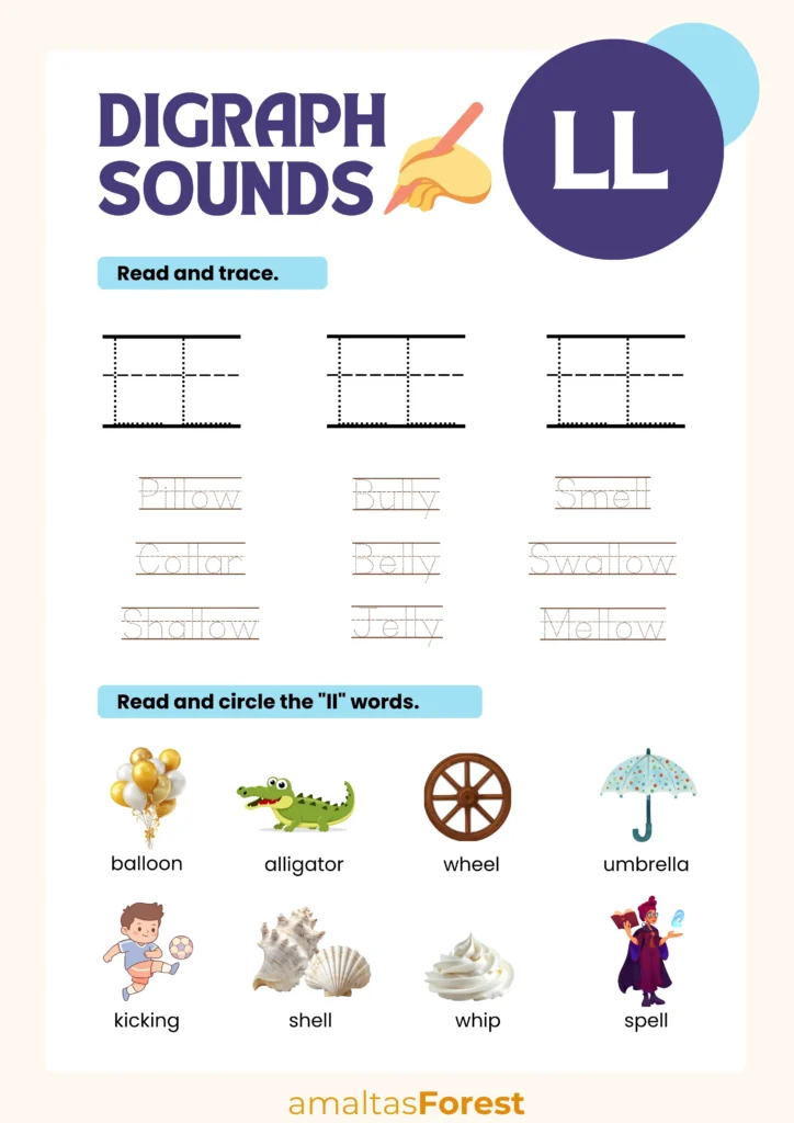 ll words phonics worksheets for kids