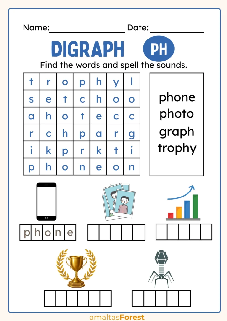  ph words matching worksheets