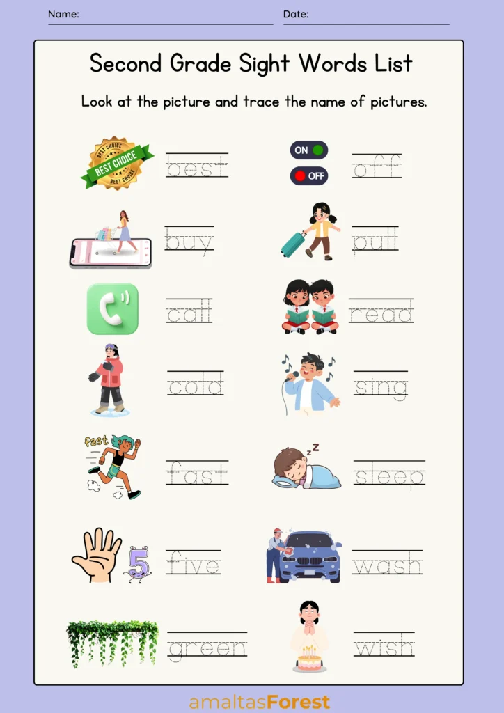 second grade sight words worksheet