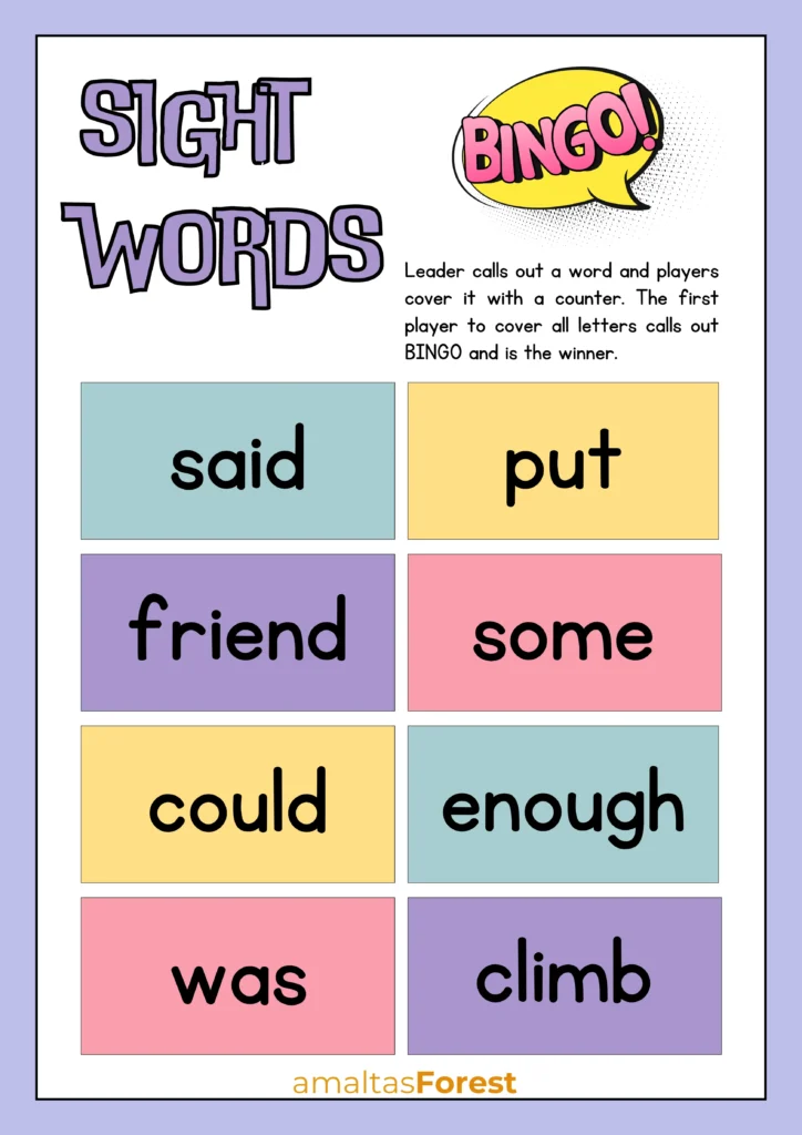 sight words flash cards