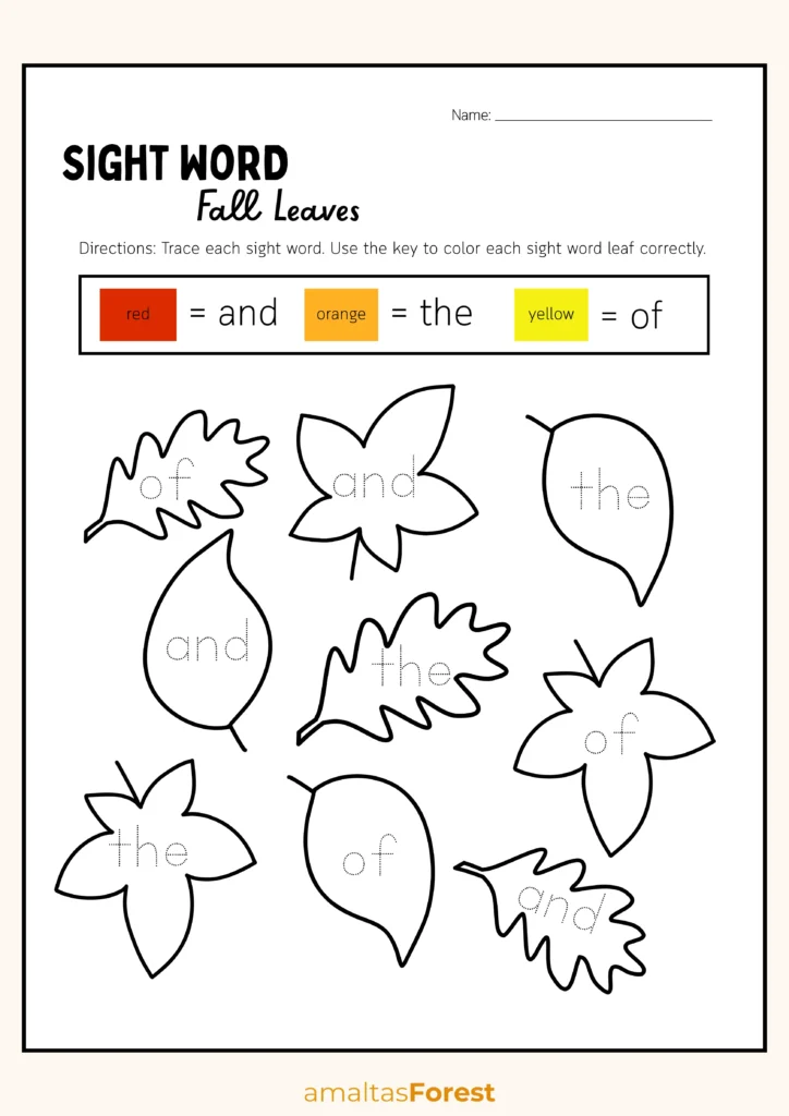 sight words for kids printable