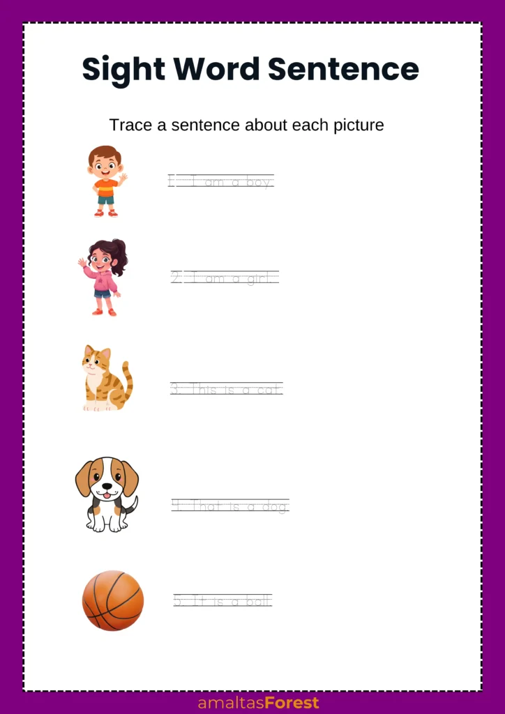 sight words sentences for ukg