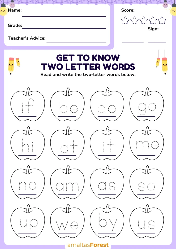 two letter words worksheet