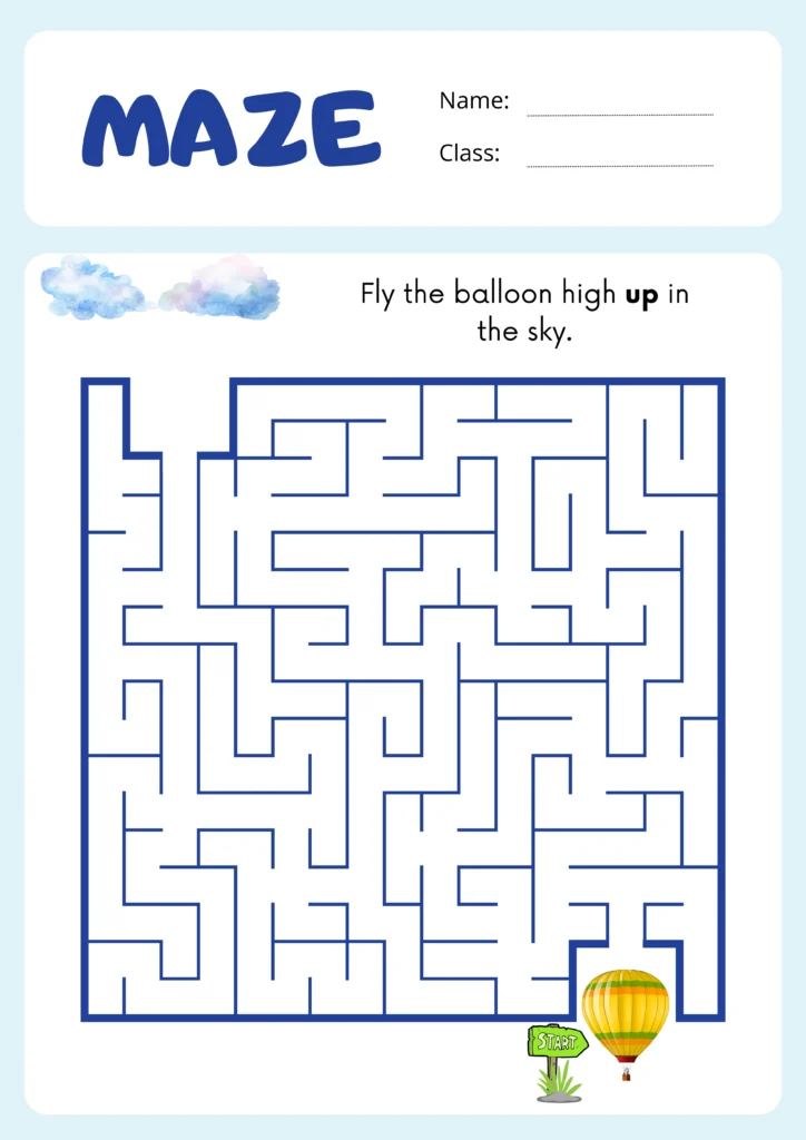 up and down worksheets for preschoolers