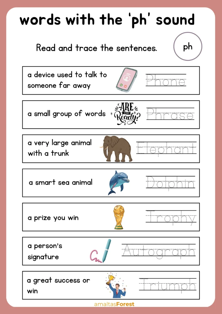 words with the ph sound sentences
